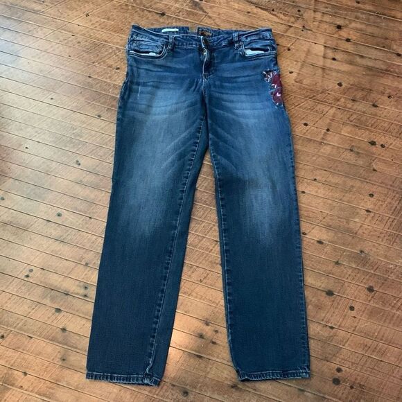 Kut from the Kloth embroidered Katy boyfriend relaxed jeans - Picture 1 of 6